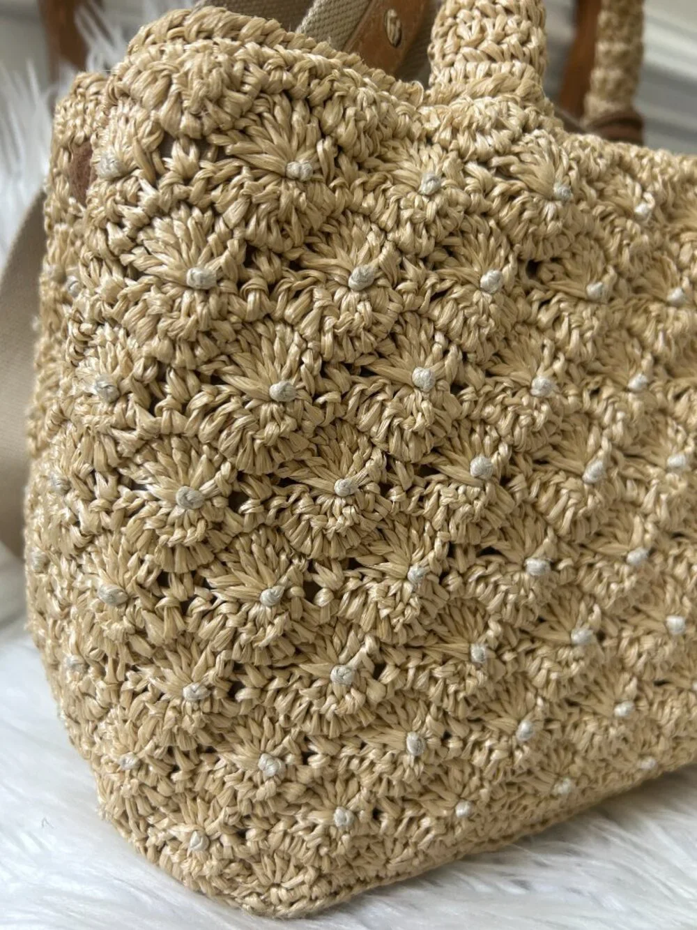 Prada Pom Pom Raffia Convertible Tote with Original Strap - Picture 4 of 16